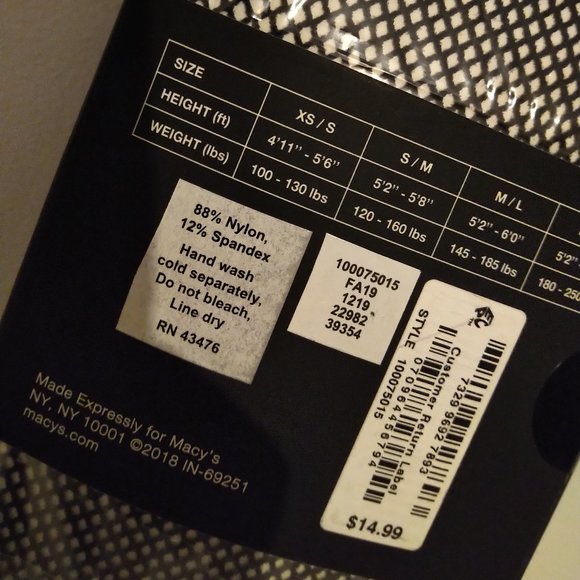 Small Black Fishnet INC tights sealed NWT fits 4'11"-5'6" up to 130lb XS/S $15 - Picture 3 of 5